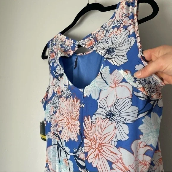 Nwt Gabby Sky Floral Fit & Flare Keyhole Dress Sleeveless - Picture 6 of 14